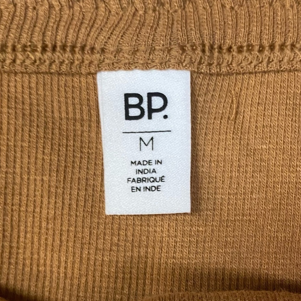 Nwt | BP. Picot Trim Cotton Blend Rib Bodysuit in Tan Dale Size Small & Medium - Picture 3 of 6